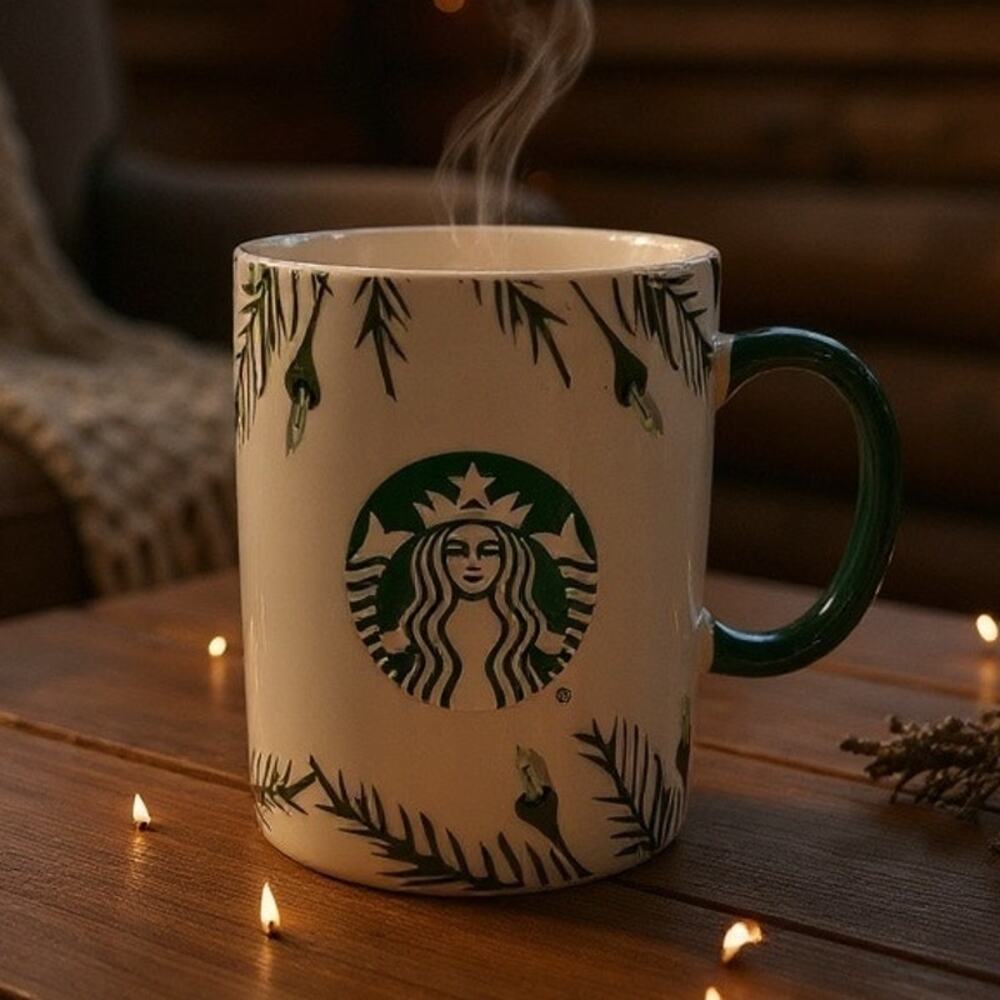 Starbucks Jumbo XL‎ Holiday Mug 26oz 2020 Ceramic Christmas Tree Garland Lights